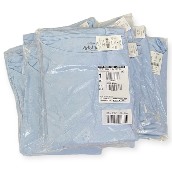 J. CREW Artist Tee Long Sleeve Wide Crew Neck Blue Breeze T-Shirt NWT - Picture 5 of 9